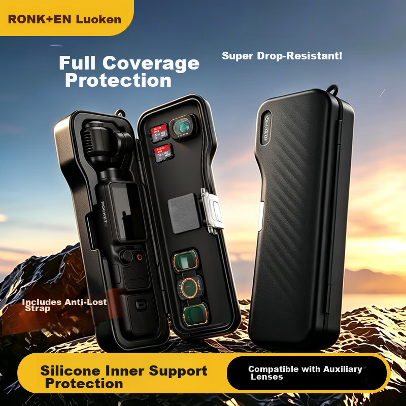 Loken Pocket4/3 Dedicated DJI Integrated Extended Full-Cover Portable Storage Case Flip Filter Slot Scratch-Resistant Shockproof Protective Cover Accessory
