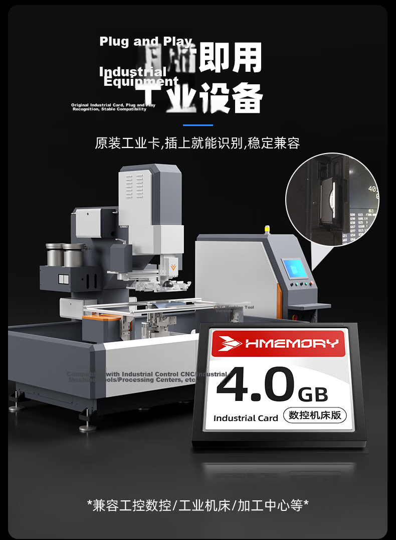 Huacun CF Card 2GB CNC Machine Fanuc Industrial CF Storage Card Mitsubishi M70 Siemens Frank FANUC System Machining Center CNC Lathe Milling Industrial Control Storage Card 6
