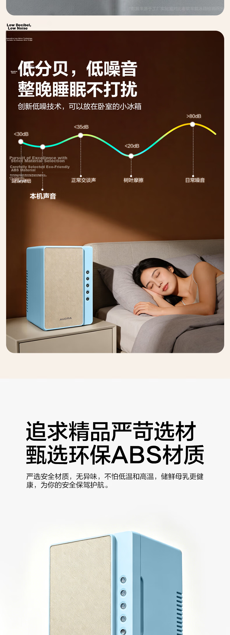 AUCMA Mini Refrigerator, Car Fridge, Small Bar Cooler, Compact Mini Fridge for 1-3 People, Dormitory, Rental Apartment, Outdoor Cold And Warm Storage Box 7