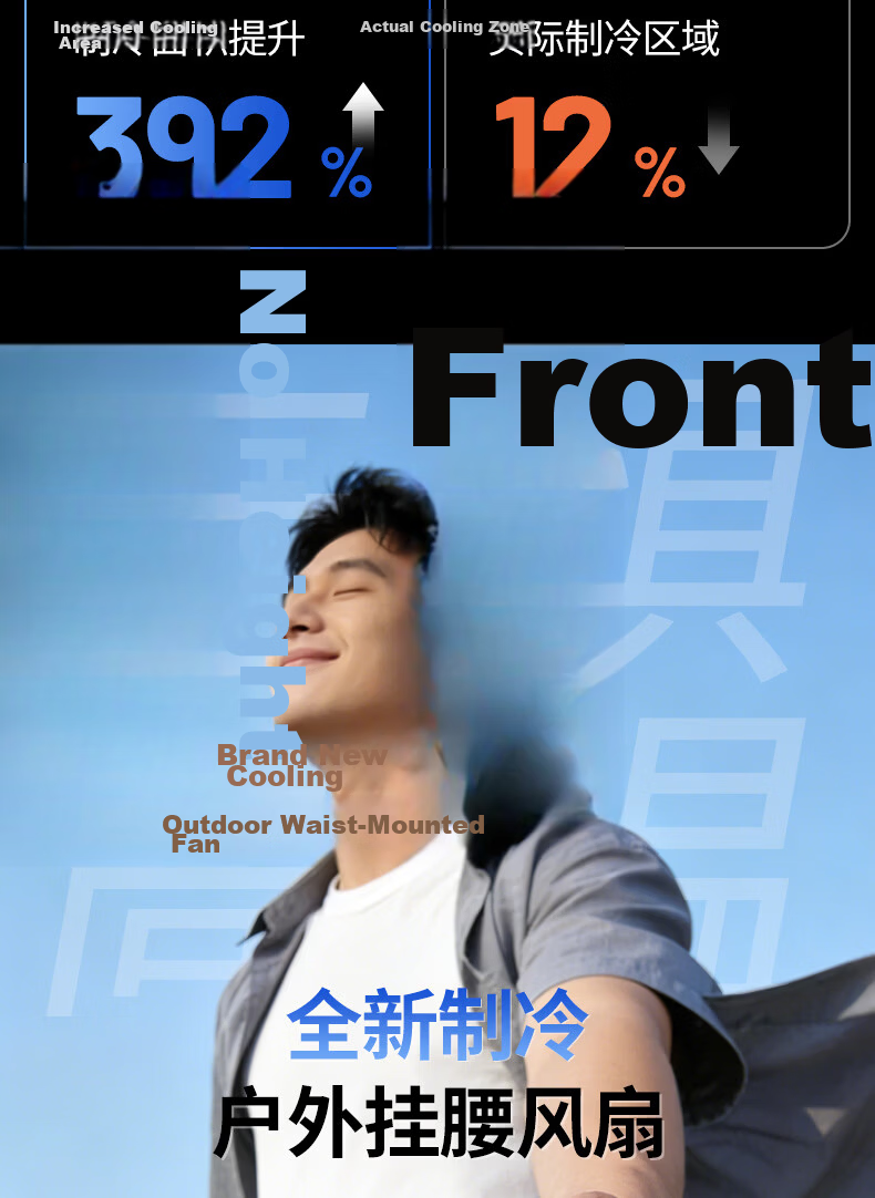 Cobins Portable Waist Hanging Fan Personal Cooling Device Small Fan Outdoor Construction Work High Power Long Battery Life Rechargeable Clip-On Waist Hanging Neck Fan Air Conditioner 6