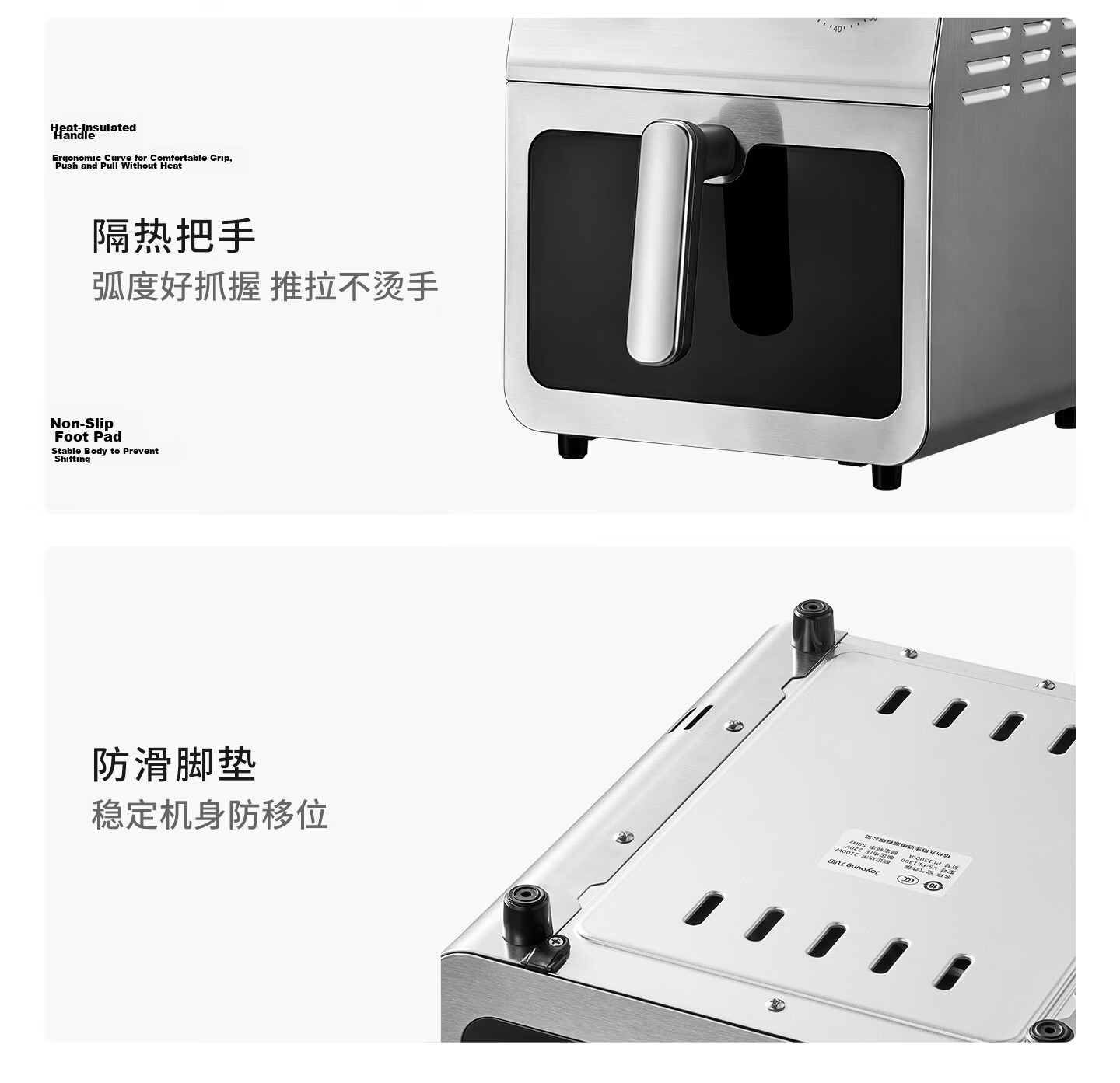 Joyoung Air Fryer, Non-Coated Stainless Steel, Dual Heating Sources, Roasting without Flipping, 6L Large Capacity, Visible Full Metal Interior, Grilling, Multifunctional KL60-V317Y 48