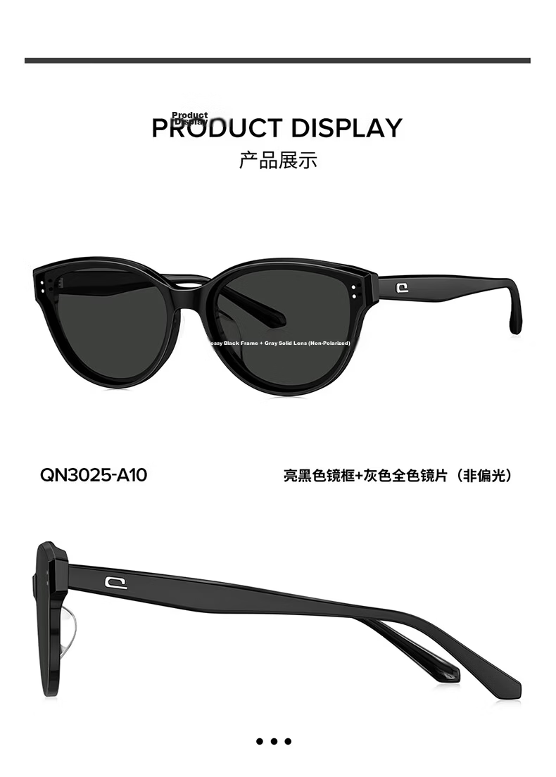 QINA [Hou Minghao Same Style] New Cat Eye Polarized Sunglasses Women UV Protection Men QN3025C10 14