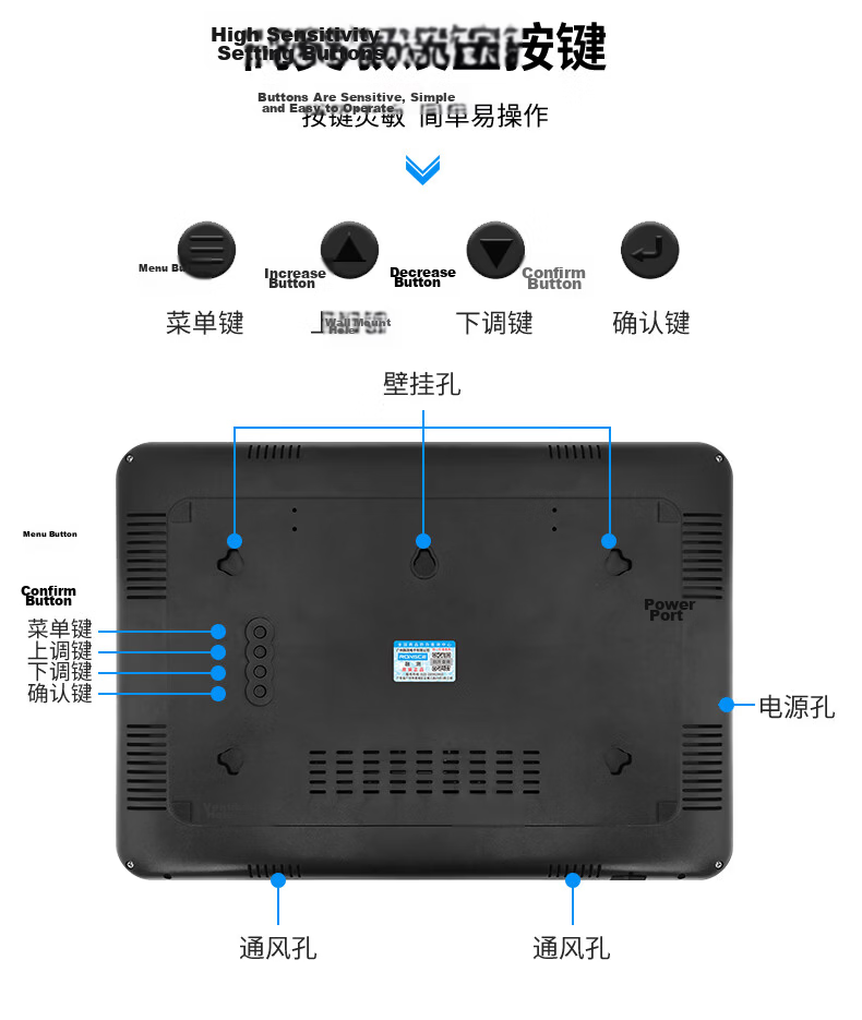 Rongce Industrial Grade LX912 Temperature and Humidity Meter for Warehouse Workshop Indoor Home Use High Precision Large Screen Built-in Probe 16