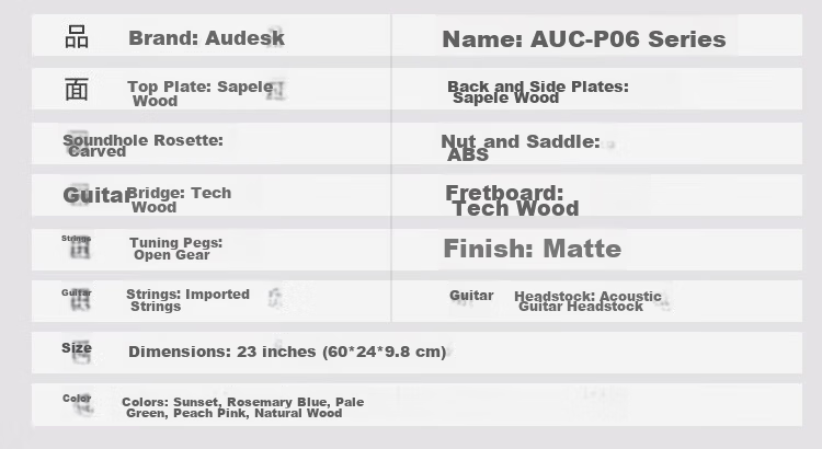 AODSK AUC-P08 Ukulele for Beginners, 23-Inch Sapele Wood Small Guitar 15