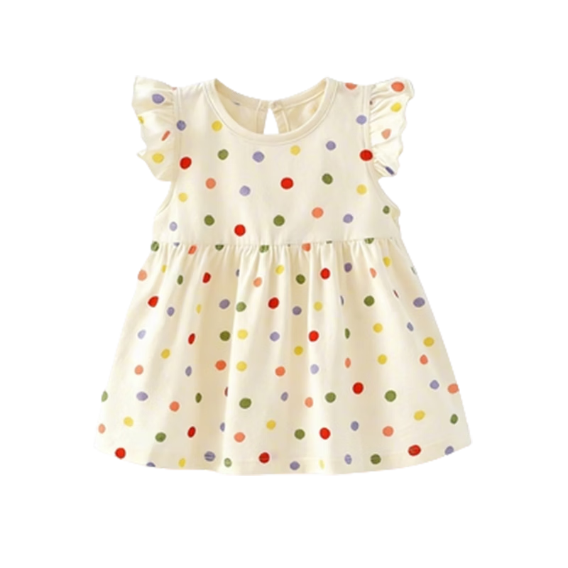 Babyprints Girls' Summer Dress Sleeveless Cotton Cool Dress Sweet Princess Soft Breathable Polka Dot Size 120