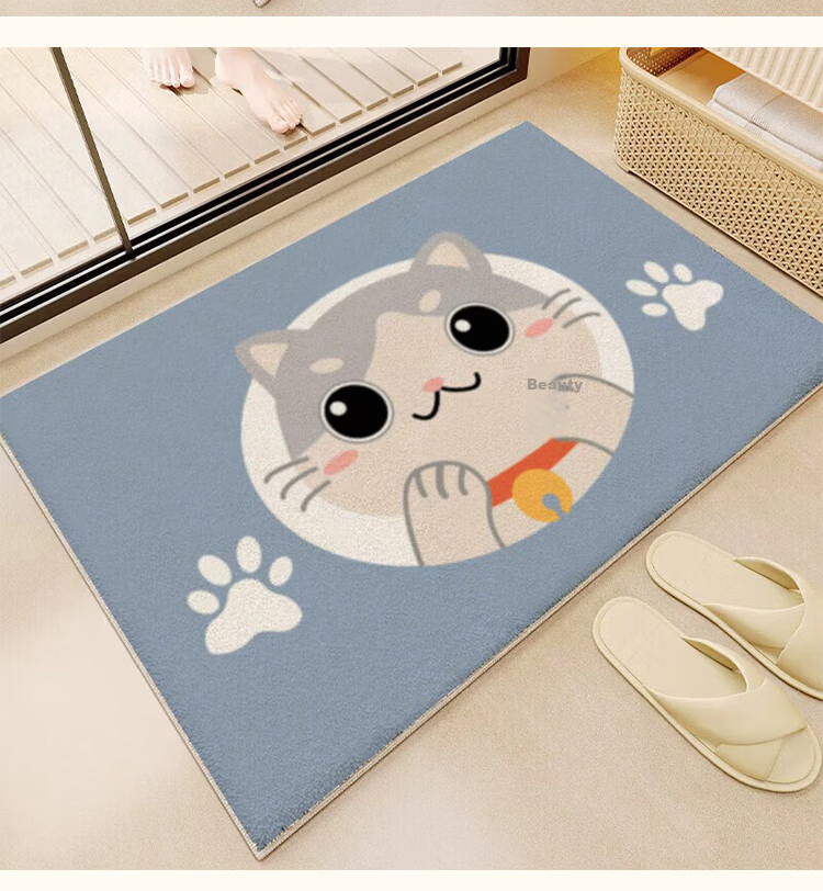 Bodisi Plush Bathroom Door Mat Non-Slip Toilet Floor Mat Washbasin Entrance Rug 60*40CM 20