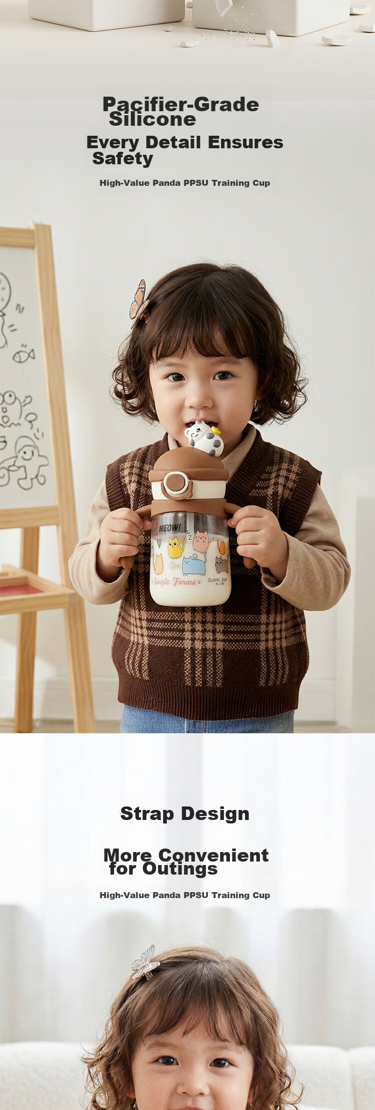 Bubble Bear PPSU Direct Drinking Cup 350ML Large Capacity Anti-Choke Durable Children's Water Cup for Infants and Toddlers 10