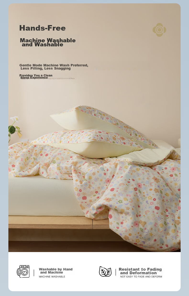 Grace Cotton Double-Layer Gauze Summer Quilt Pure Cotton Machine Washable Thin Air Conditioning Blanket Beautiful Mood 200cm*230cm 11
