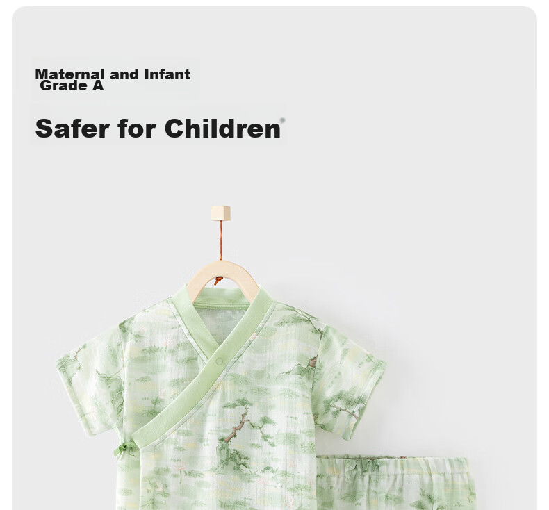 Happy Little Bear Summer Short Sleeve Shirt Set Baby Antibacterial Mite-Resistant Two-Piece Short Sleeve and Shorts Thin Separate Outfit 20