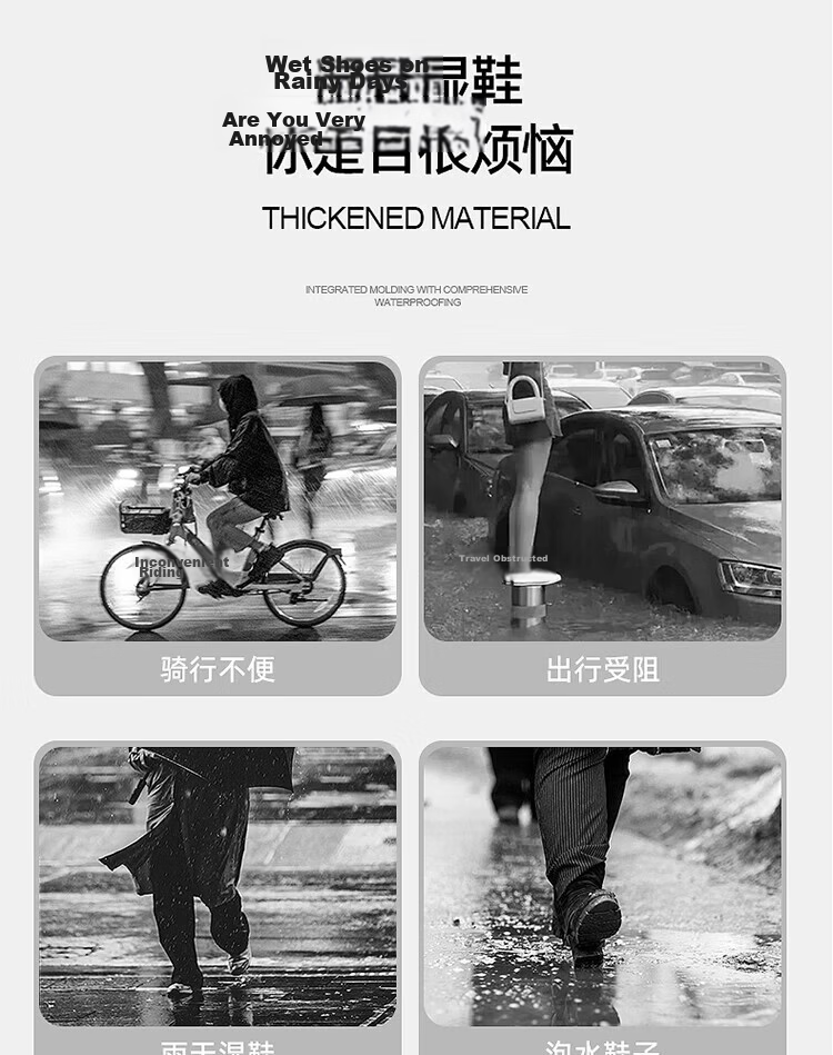 Chegui Mu Non-Disposable PVC Rain Shoe Covers Waterproof Anti-Slip Transparent Thickened Durable Shoe Covers Size L for EU 36-39 2