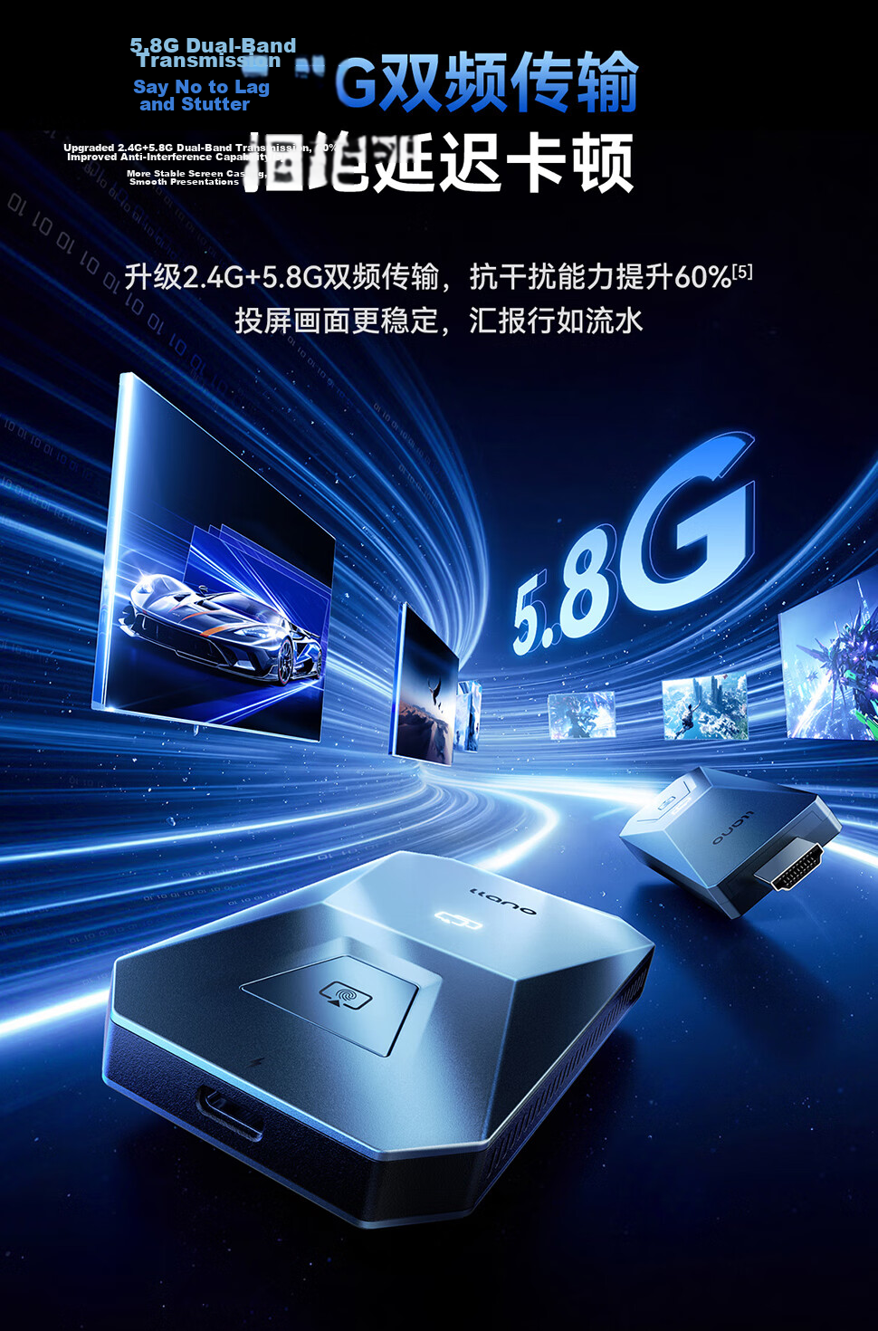 Green Giant HDMI Wireless Screen Mirroring Device HD Conference Type-C [S850 Screen Mirroring Magic Box] Screen Sharing Device for Phone Laptop to TV Projector Point-to-Point 50m Transmitter 16