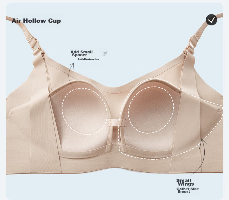 EMXEE New Ultra-Leather Small Cooling Cup Nursing Bra Maternity Breathable Anti-Sagging Postpartum Invisible Skin M 16