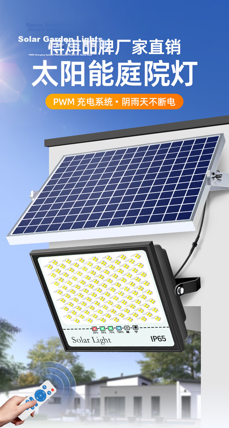 Dexin Solar Outdoor Lighting New Rural Street Light LED Waterproof Floodlight LED Outdoor Light Three-Sided Emitting Split Floodlight 50000-W 2