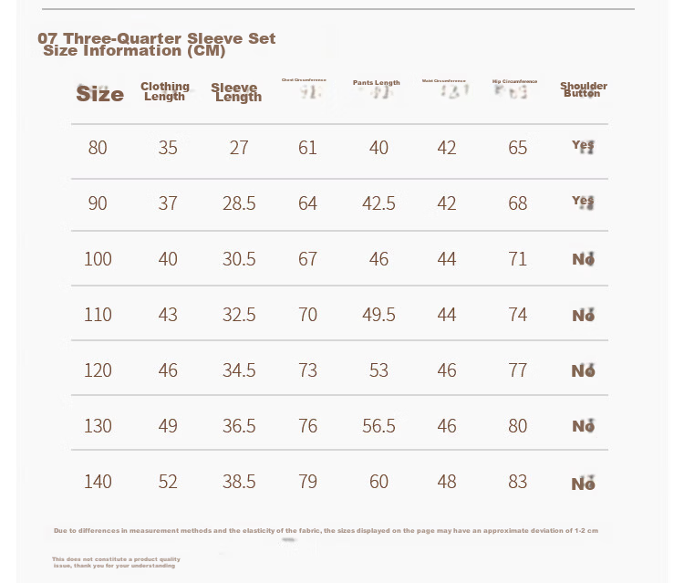 Xiyuan Children's Summer Thin Cotton Antibacterial 7A Kids Unisex Three-Quarter Sleeve Pajama Set 10