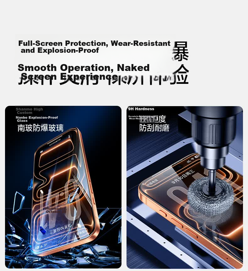 Shanmo Tempered Glass Screen Protector for iPhone 17 Pro, Dustproof, Drop-resistant, Anti-fingerprint, Ultra-thin Full Coverage, Cleanroom HD Film 4