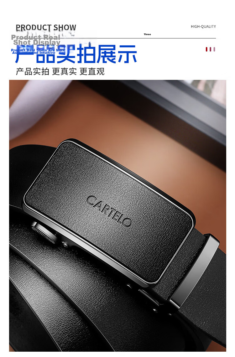 CARTELO Men's Leather Belt Vintage Automatic Buckle Business Casual Korean Style Versatile Waist Belt Gift 13