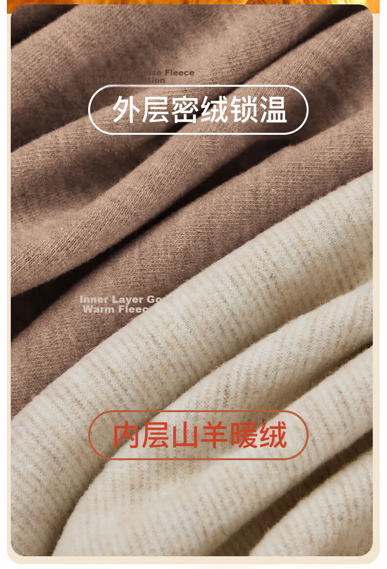 SEPTWOLVES Men's Cashmere Thermal Underwear Set Autumn Winter Double-Sided Fleece High-End Luxury Heating Top and Bottom 4