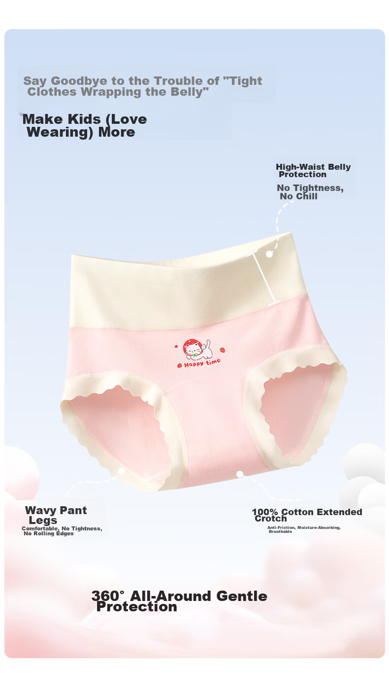 Mark Fairwhale Girls' Cotton High-Waist Briefs for Middle School Children, Pure Cotton Developmental Triangle Shorts for Girls Aged 6-12 6