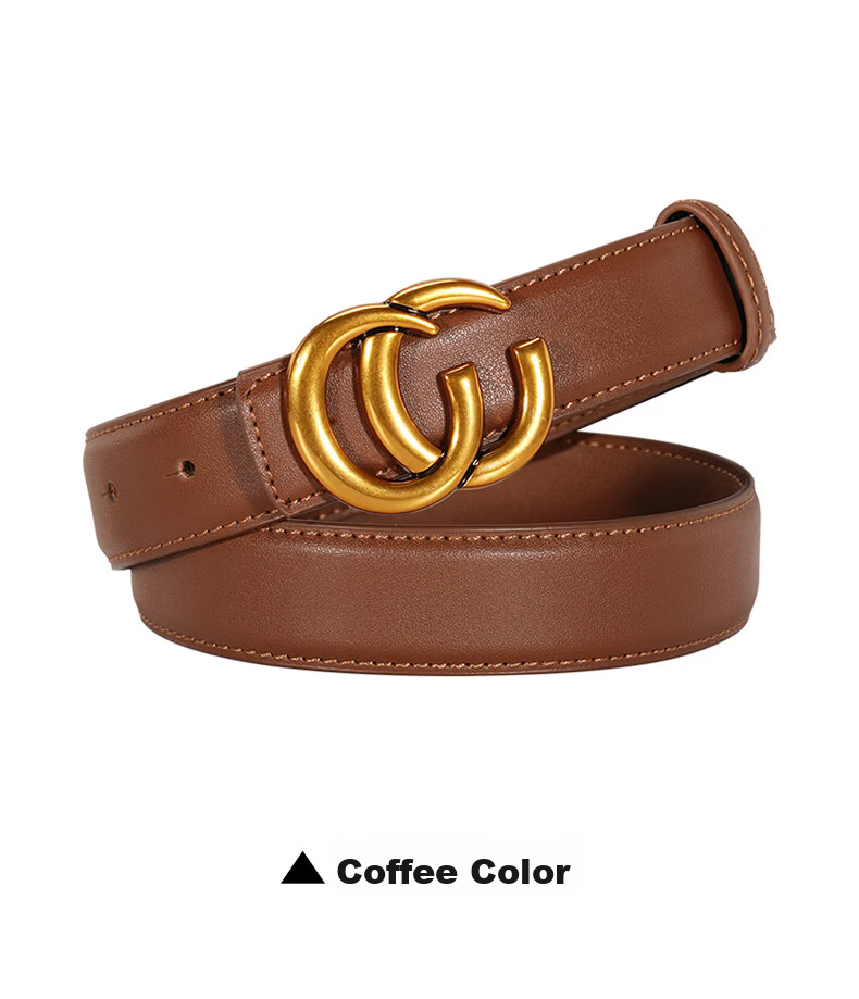 CARTELO Women's Genuine Leather Belt Jeans Belt Versatile Smooth Buckle Plate Buckle Pin Buckle Belt Birthday Gift for Girlfriend 16