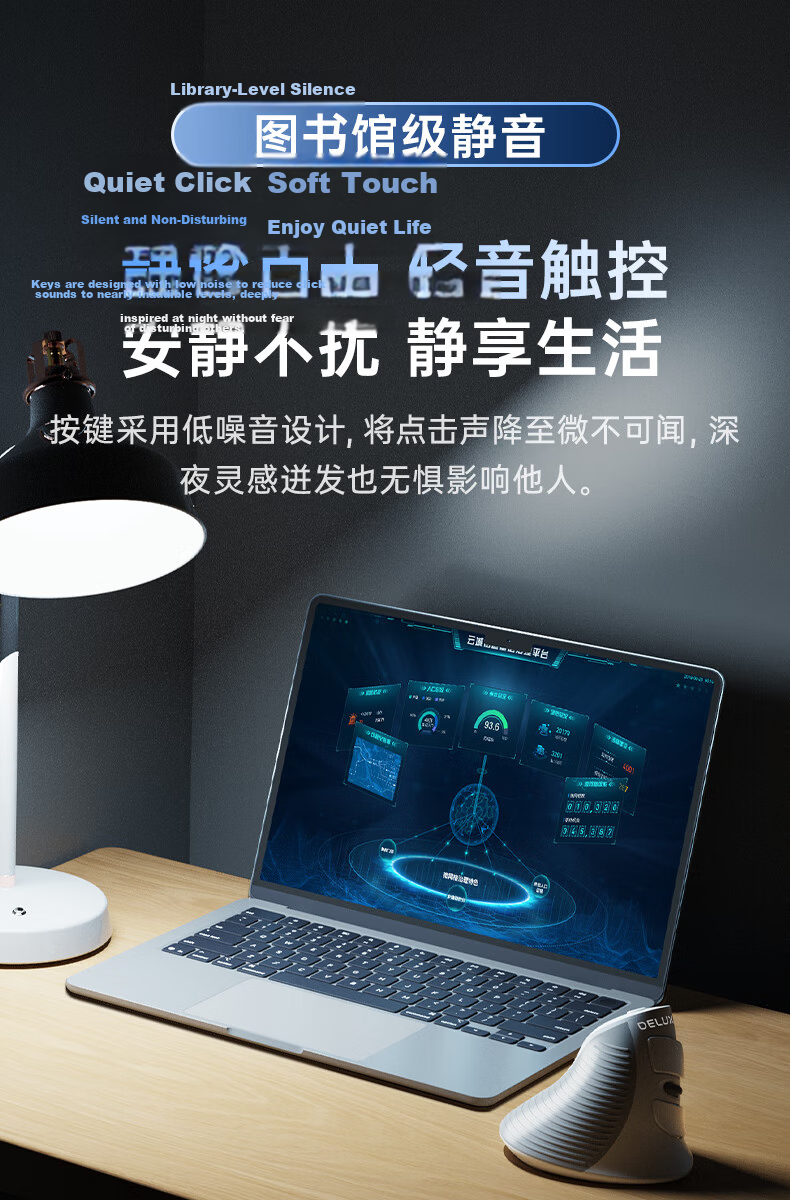 Delux M618GX Ergonomic Vertical Mouse Wireless Office Mouse Portable Detachable Palm Rest White 6