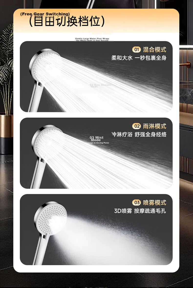 JROR Seiko High-Pressure Shower Head Handheld Shower Sprayer for Bathroom with Strong Water Flow 7