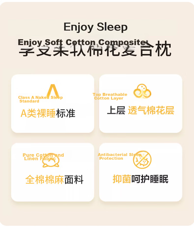 I-WILL Pure Cotton Single Sleeping Ultra-Soft Pillow Core, Pure Cotton Muffin-Shaped Zoned Student Low Pillow (Single Pack), 40*60cm 2
