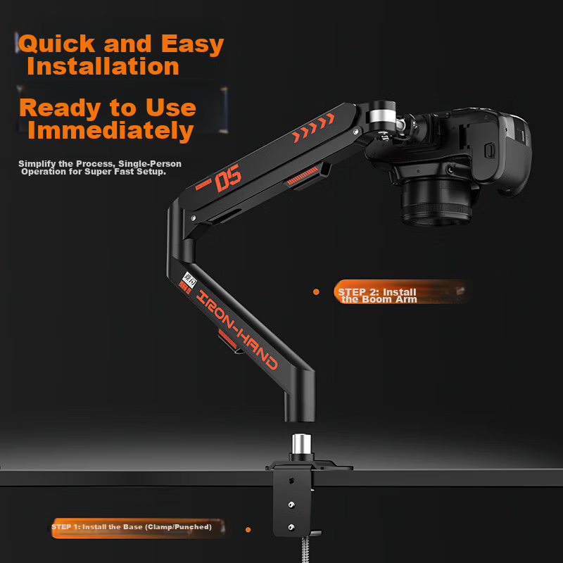Jingshan Camera Arm Mechanical Arm 360-Degree Rotatable Live Streaming Tripod DSLR Mirrorless Gimbal Phone Holder Adjustable Boom Arm Overhead Shooting Video Photography