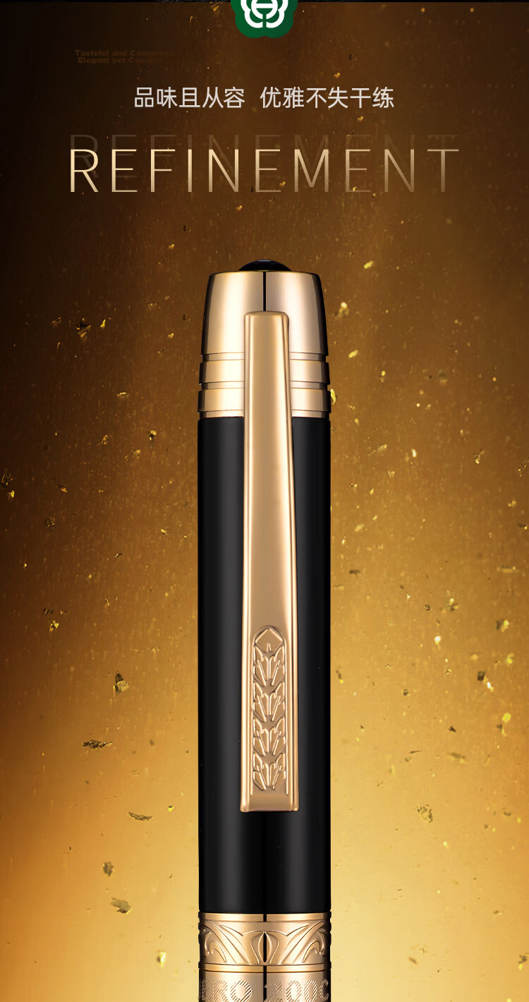 HERO 200C Series 14K Gold High-End Fountain Pen Signature Pen Black Lacquer Gold Clip Premium Business Office Gift Birthday Present 5