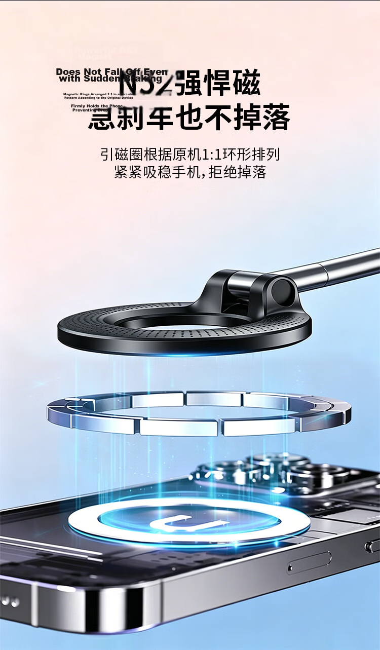 BZBC Car Phone Holder Vacuum Magnetic Suction Cup Mount for Car Dashboard Navigation Stand Desktop Fixed Holder 5