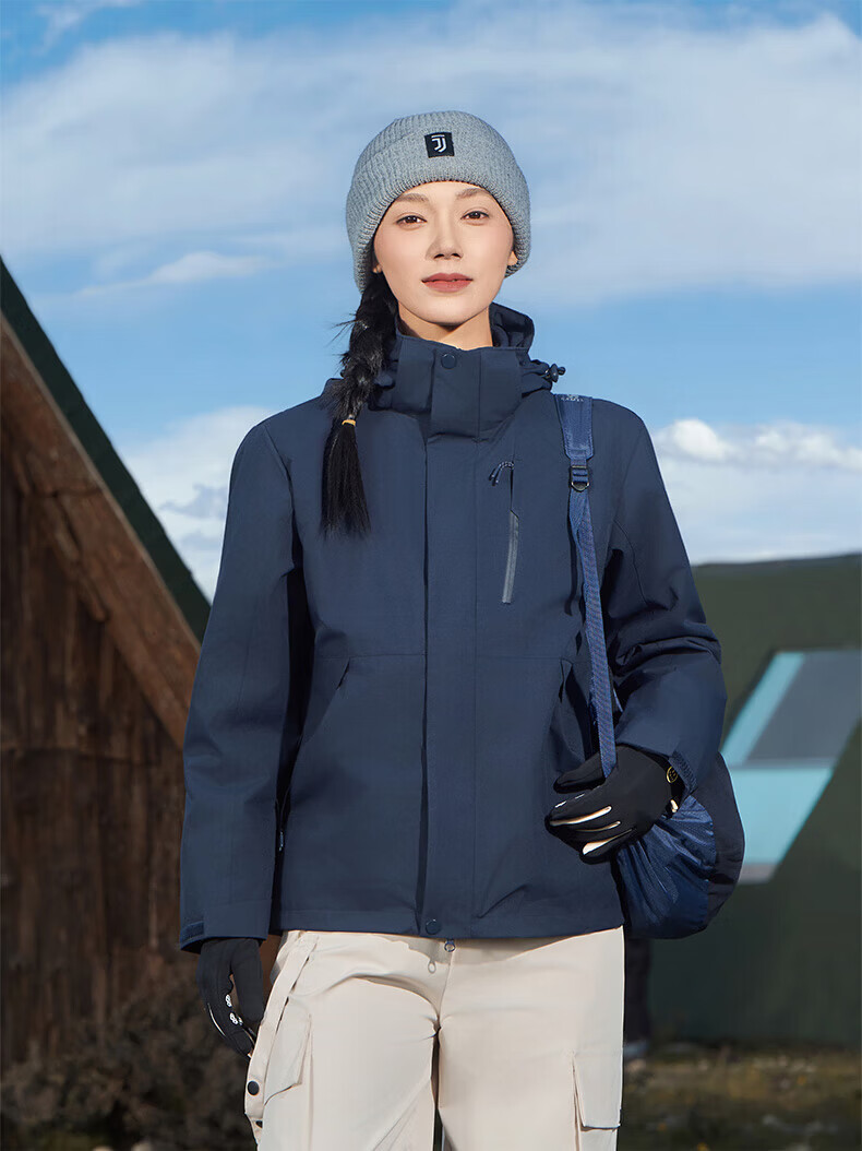 JEEP SPIRIT Unisex 3-in-1 Outdoor Waterproof Windproof Warm Jacket Moonlight Blue XL 22