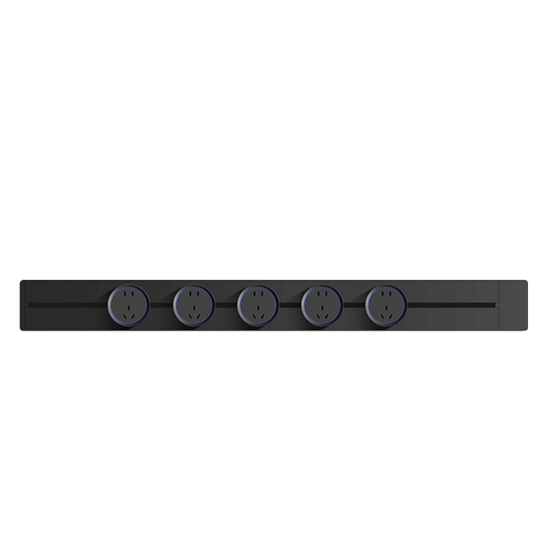 PNTU Slim Track Socket Surface-Mounted No Slot Required, 8000W High Power Sliding Rail Track Mobile Sideboard Guide Rail 100cm + 5 Adapters, Moon Shadow Black