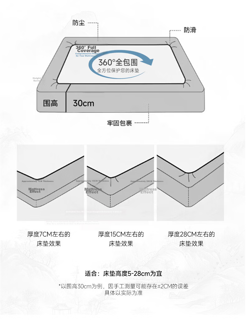 Fengyun [Muyu·Shi] Ice Silk Fitted Sheet A-Class Antibacterial Foldable Summer Cooling Mat Three-Piece Set Gray Coffee 1.8*2m Gray 13