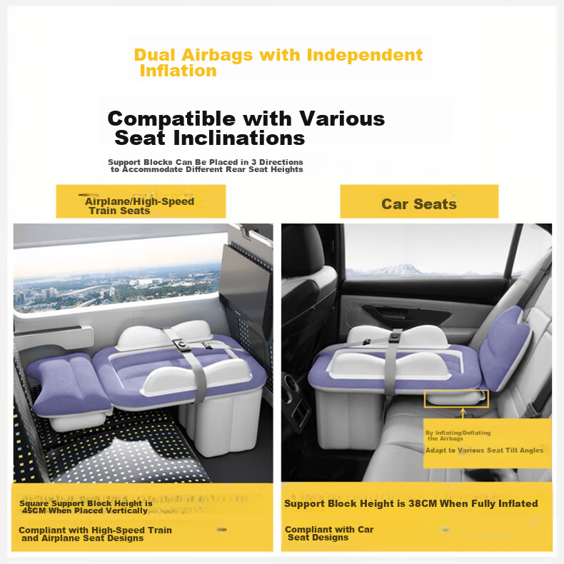 Travel Baby Crib Inflatable Car and High-Speed Train Backseat Mattress for Kids Sleeping Aid 2
