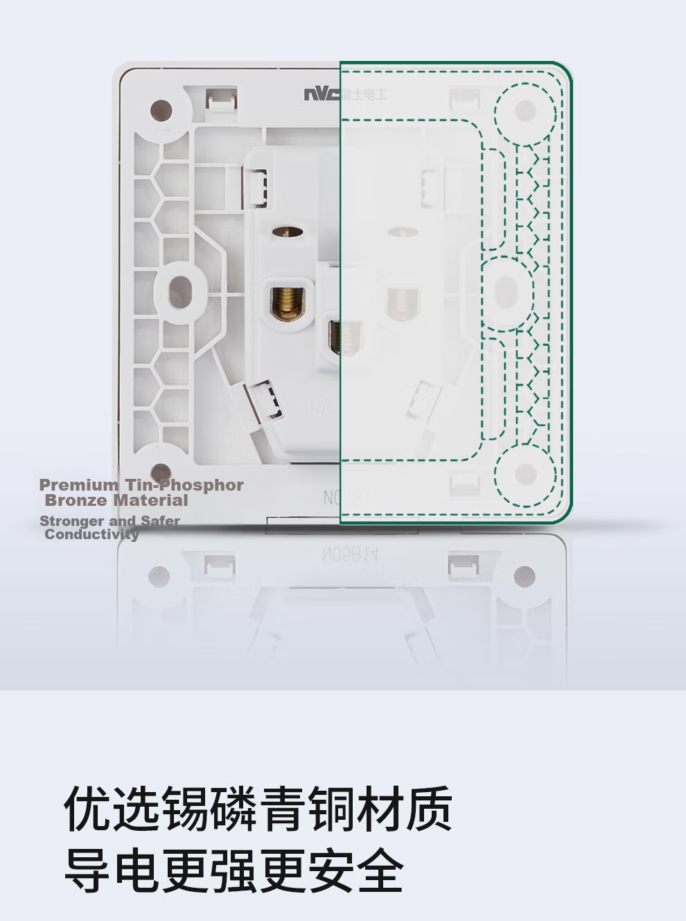 NVCleishidiangong Switch Socket, Two-Way Multi-Control Switch, 86-Type Concealed Wall Socket Panel N05 White 15