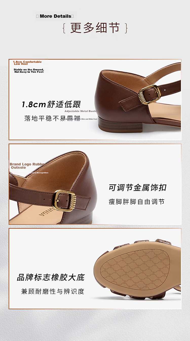 Le Saunda 2026 Summer New Genuine Leather Buckle Pig Cage Roman Strap Block Heel Sandals for Women 7M29901 6