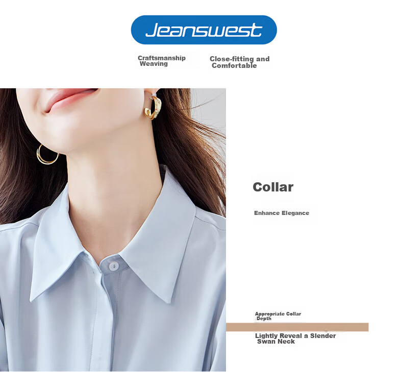 Jeanswest Women's Shirt 2026 Summer Short Sleeve Casual Elegant Versatile Fashion Solid Color Top Blue S 4