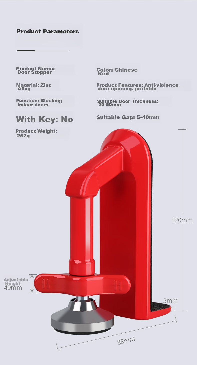 Etravel Door Stopper Travel Strong Door Blocker Card Door Opener for Women's Self-Defense Anti-Theft Essential Device Hotel Guesthouse Home Portable Safety Lock Door Stopper China Red 14