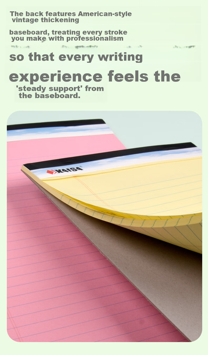 KAISA Yellow Flip-Top American Style A4 50-Sheet Sectioned Perforated Notebook Thin Draft Notebook College Student Exam Vocabulary Notebook 2-Pack 9