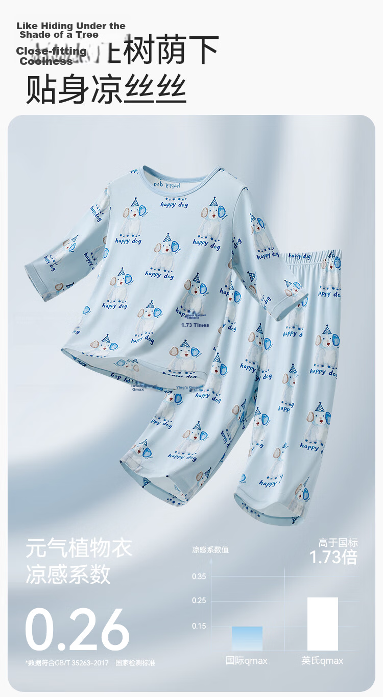 Ying's [Antibacterial Modal] Cooling Cartoon Girls' Summer Thin Short Sleeve Homewear Primary School Children's Pajamas 8