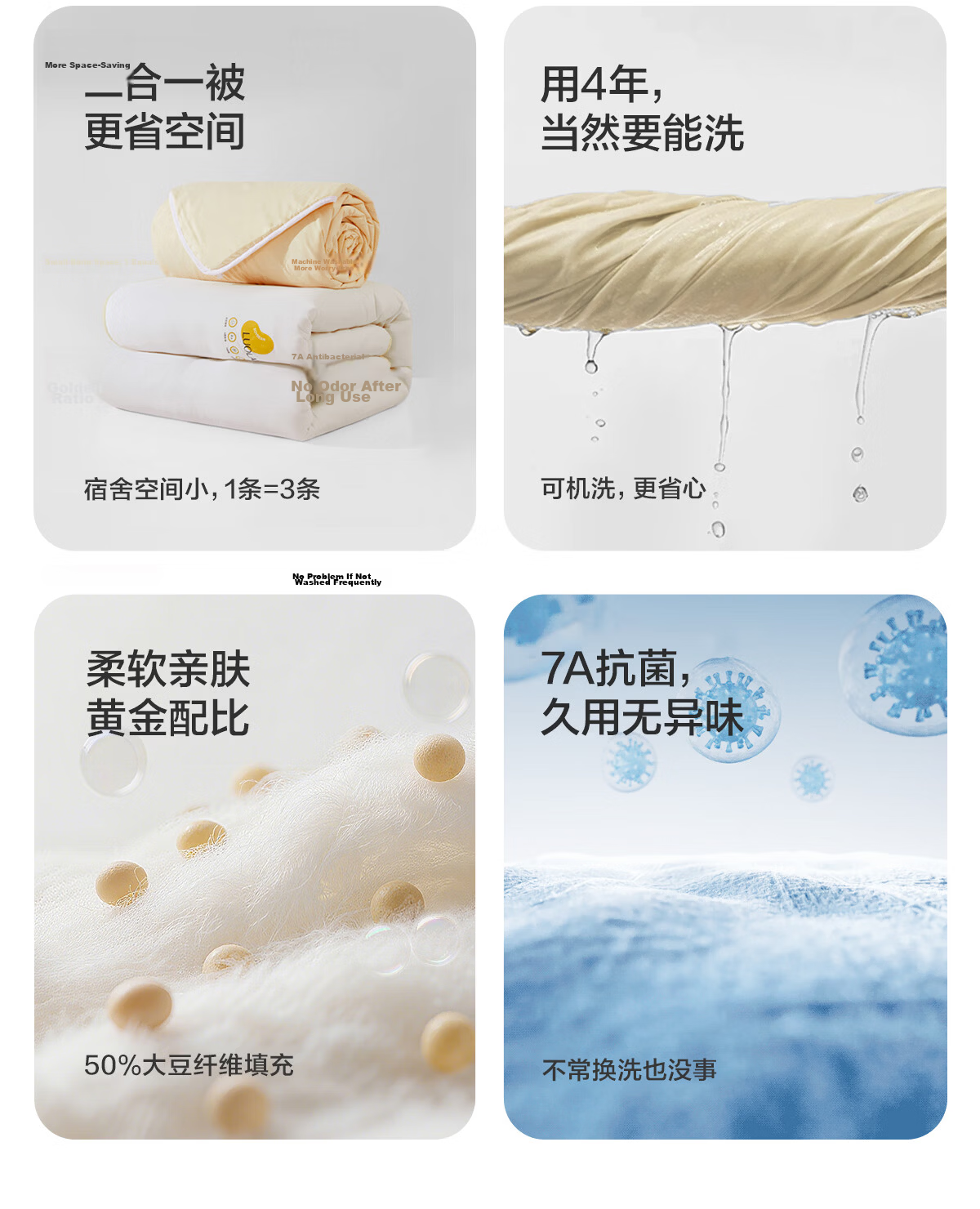 LUOLAI Home Textiles Student Gift Pack PRO Cotton Bedding Set for Dormitory [All-in-One] 120*200cm 1.2m Bed 9