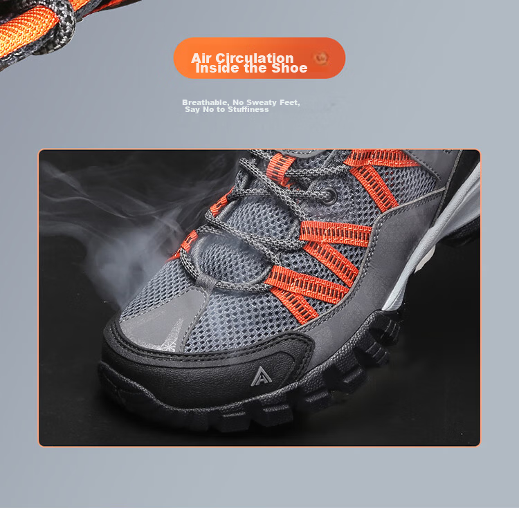 HUMTTO Summer Mesh Breathable Hiking Shoes, Large Pore Breathable Mesh, Men's Outdoor Low-Top Casual Trekking Shoes, Black, Size 40 3
