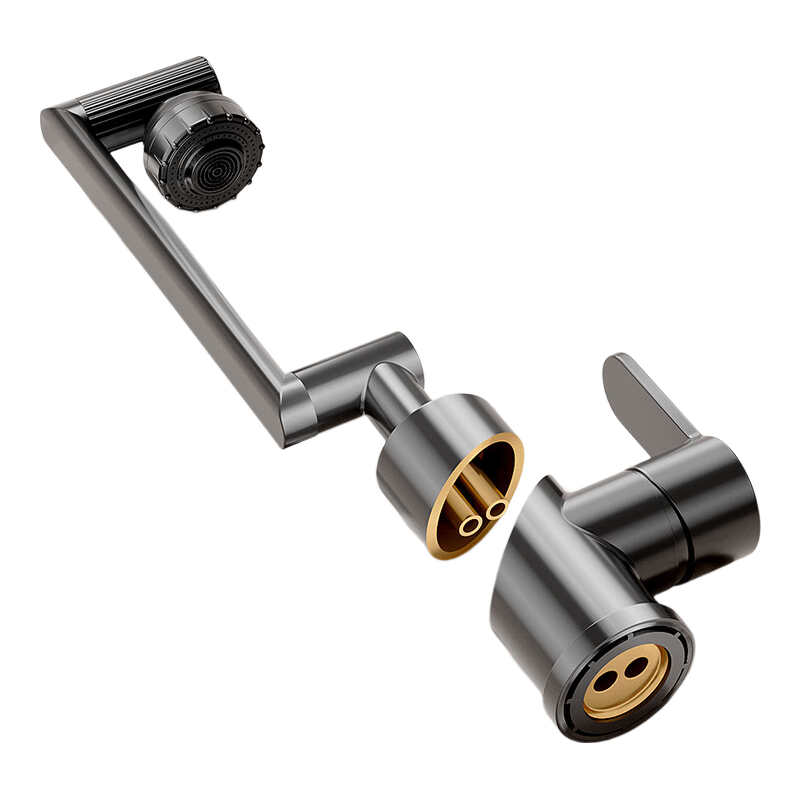 Baihan All-Copper Thickened Washbasin Faucet Bathroom Mechanical Arm Basin Universal Rotatable Hot and Cold Dual-Control Faucet