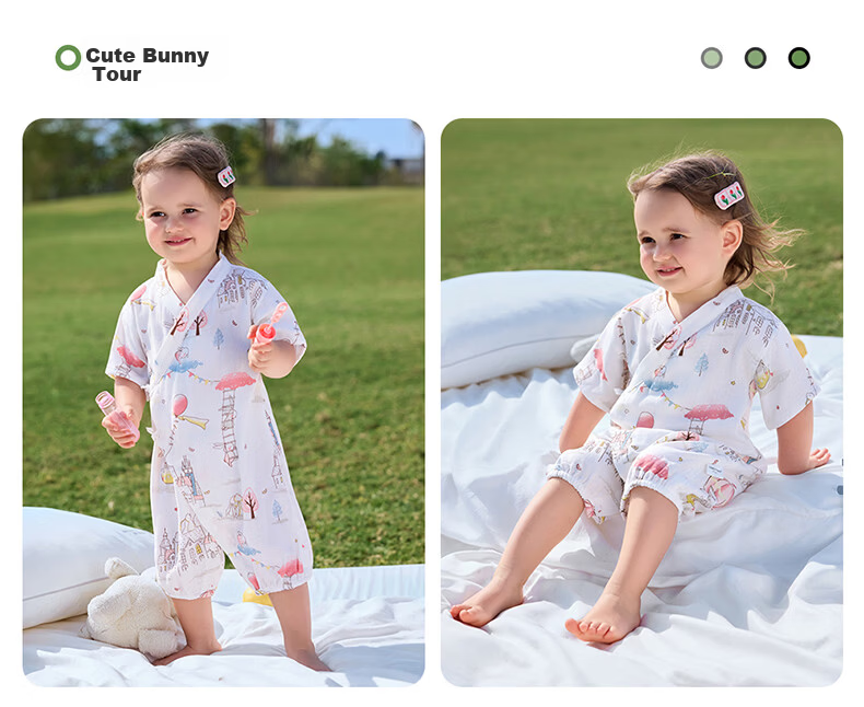 Betis Baby Clothes Summer Thin Newborn Short Sleeve Bamboo Cotton Gauze Romper Pajamas 20