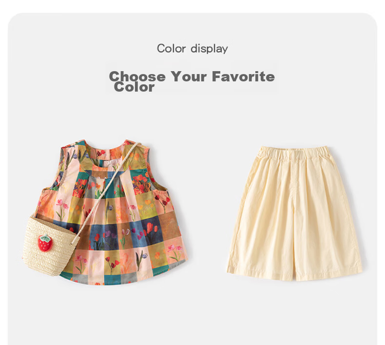 Banxidi Girls Summer Outfit 2026 New Stylish Sleeveless Top and Lightweight Pants Kids Clothing 3