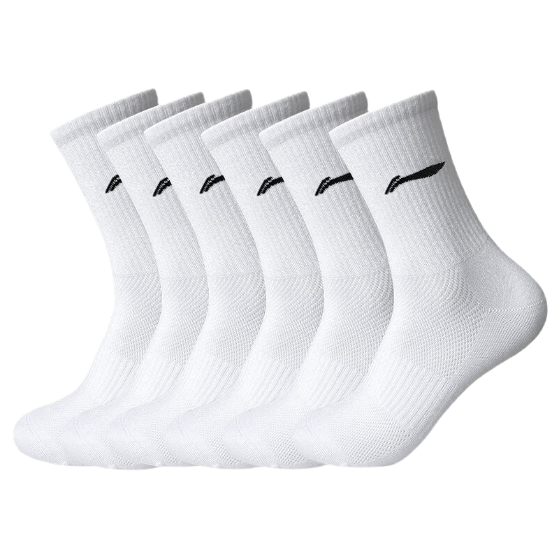 Li-Ning Socks for Men (6 Pairs), Antibacterial Sports Socks, Cotton Socks for Women, Basketball, Youth, Cycling, Badminton, Running