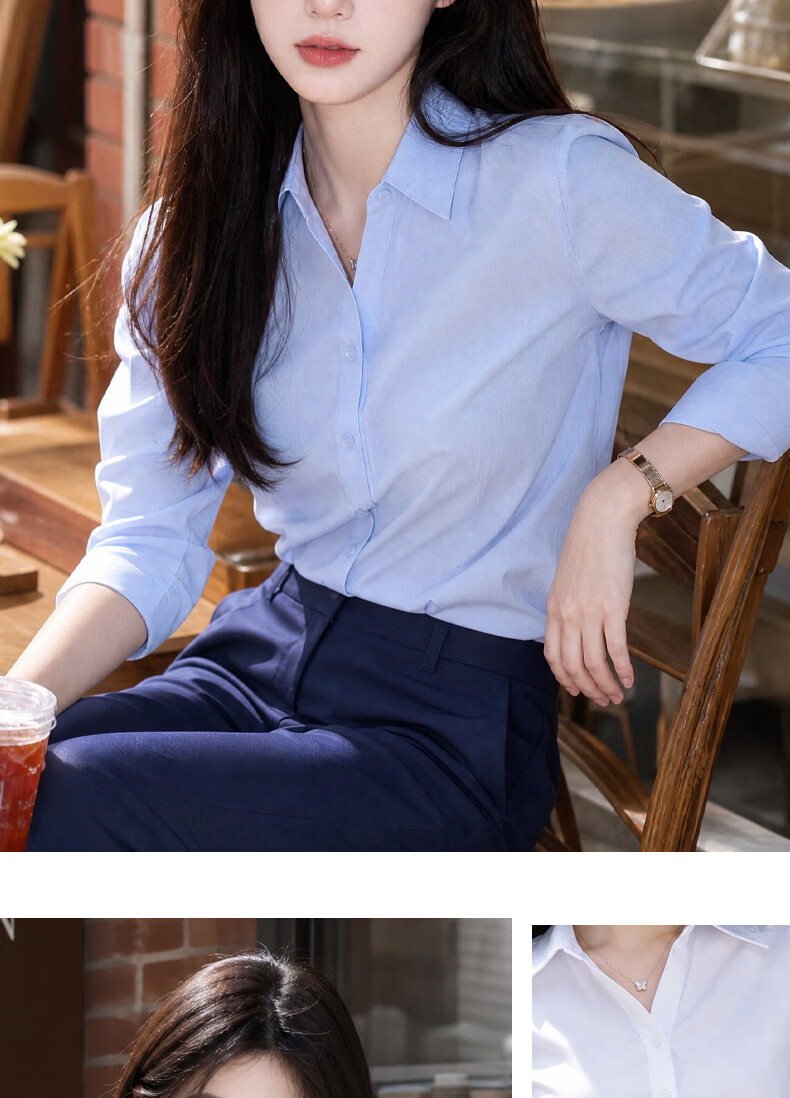Chaoxu White Shirt Professional Long Sleeve Women Interview Commuting 2026 New Slim Fit Casual Wrinkle-Free Shirt 19