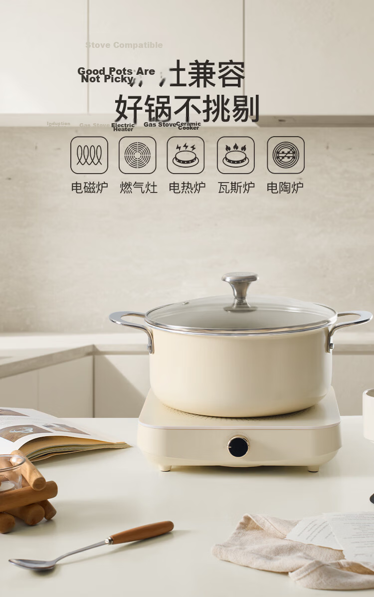 REDCHEF Titanium Ceramic Soup Pot with Steamer Insert, 24cm, for Home Use, Stewing Pot, Soup Pot, Braising Pot, Porridge Cooker, Compatible with Induction Cooker And Gas Stove 16