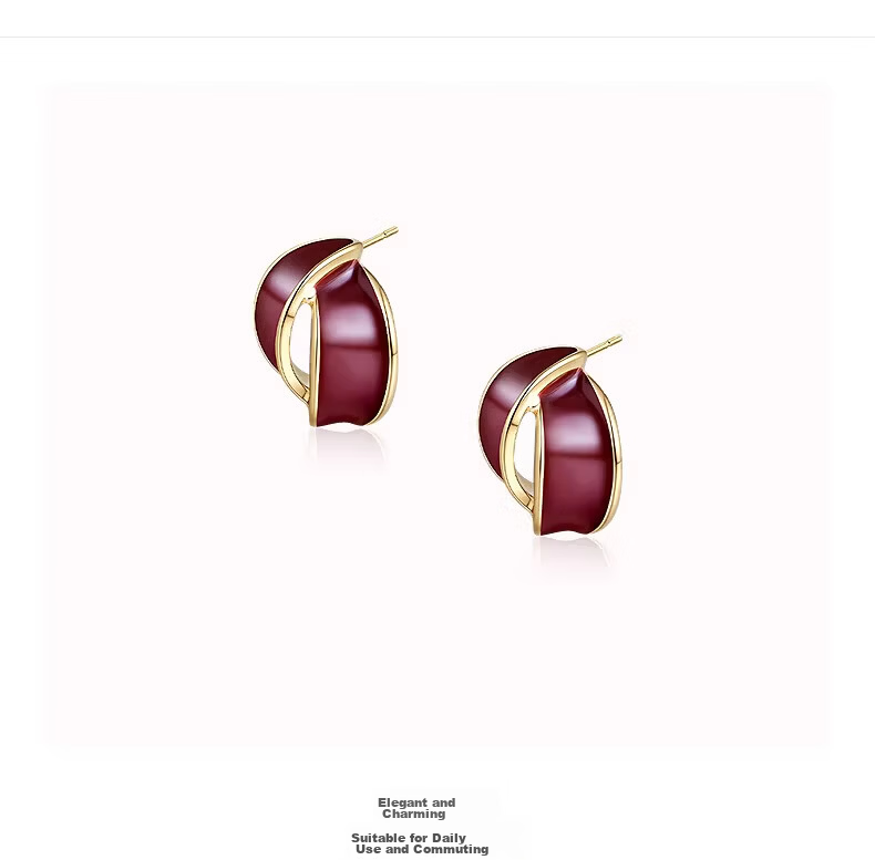 Aji Bean Earrings for Women Qi Ji Red Hong Kong Style Popular Vintage High-End Earrings Gift for Girlfriend Qixi Festival 5