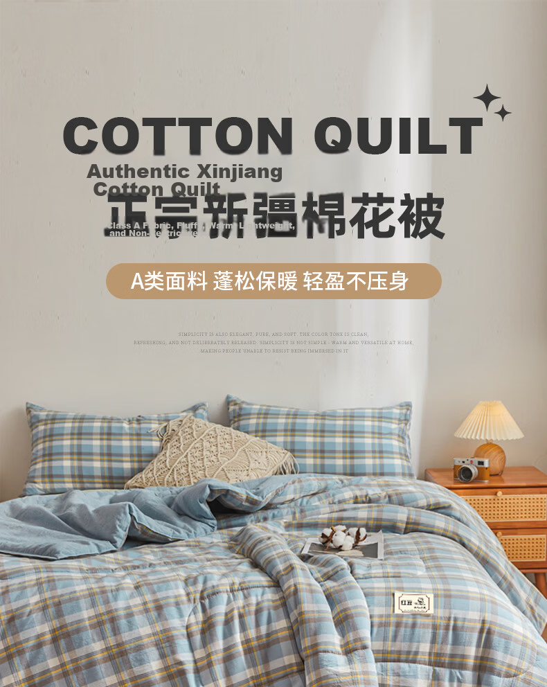 Hongdou Class A Antibacterial Xinjiang Cotton Quilt Air Conditioning Quilt Summer Cool Quilt Spring and Autumn Cotton Four Seasons Quilt Core 2*2.3m 4 Jin Qianmo 2