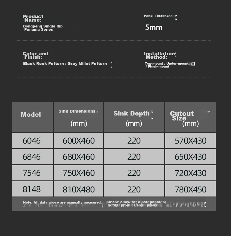 Dongpeng 5mm Thickened Kitchen Sink Large Single Bowl 304 Stainless Steel Extra Large Undermount Dishwasher Sink 8148 26